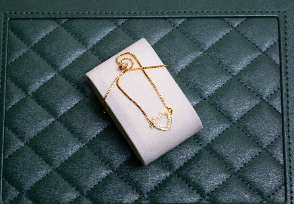 Pulseira Coração Cravejado Banhada a Ouro 18k - Vittani
