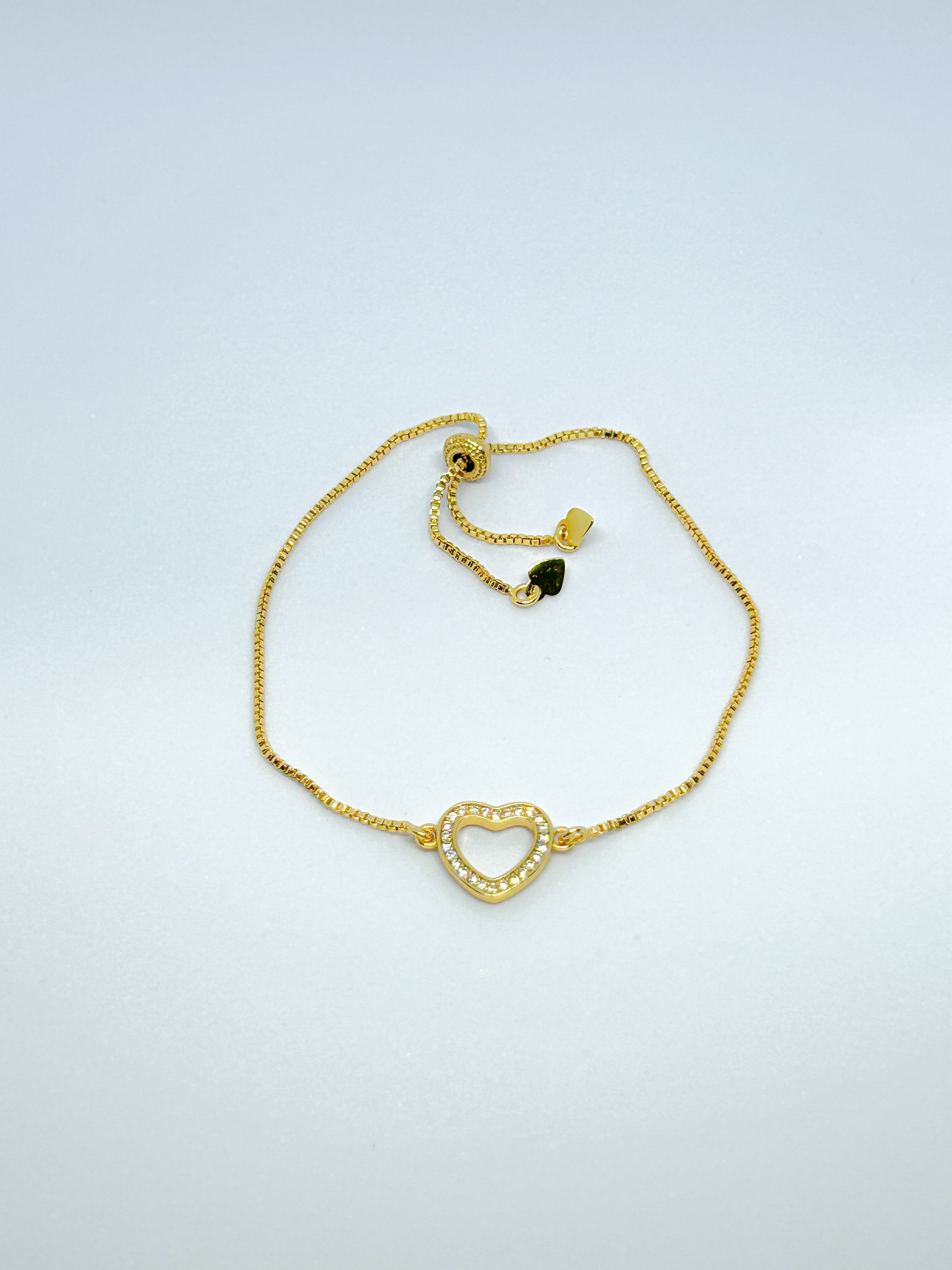 Pulseira Coração Cravejado Banhada a Ouro 18k - Vittani