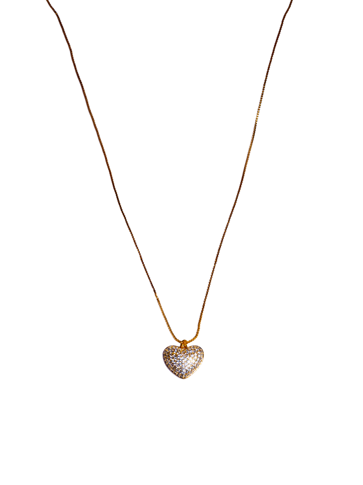 Colar Coração Cravejado Banhado a Ouro 18k