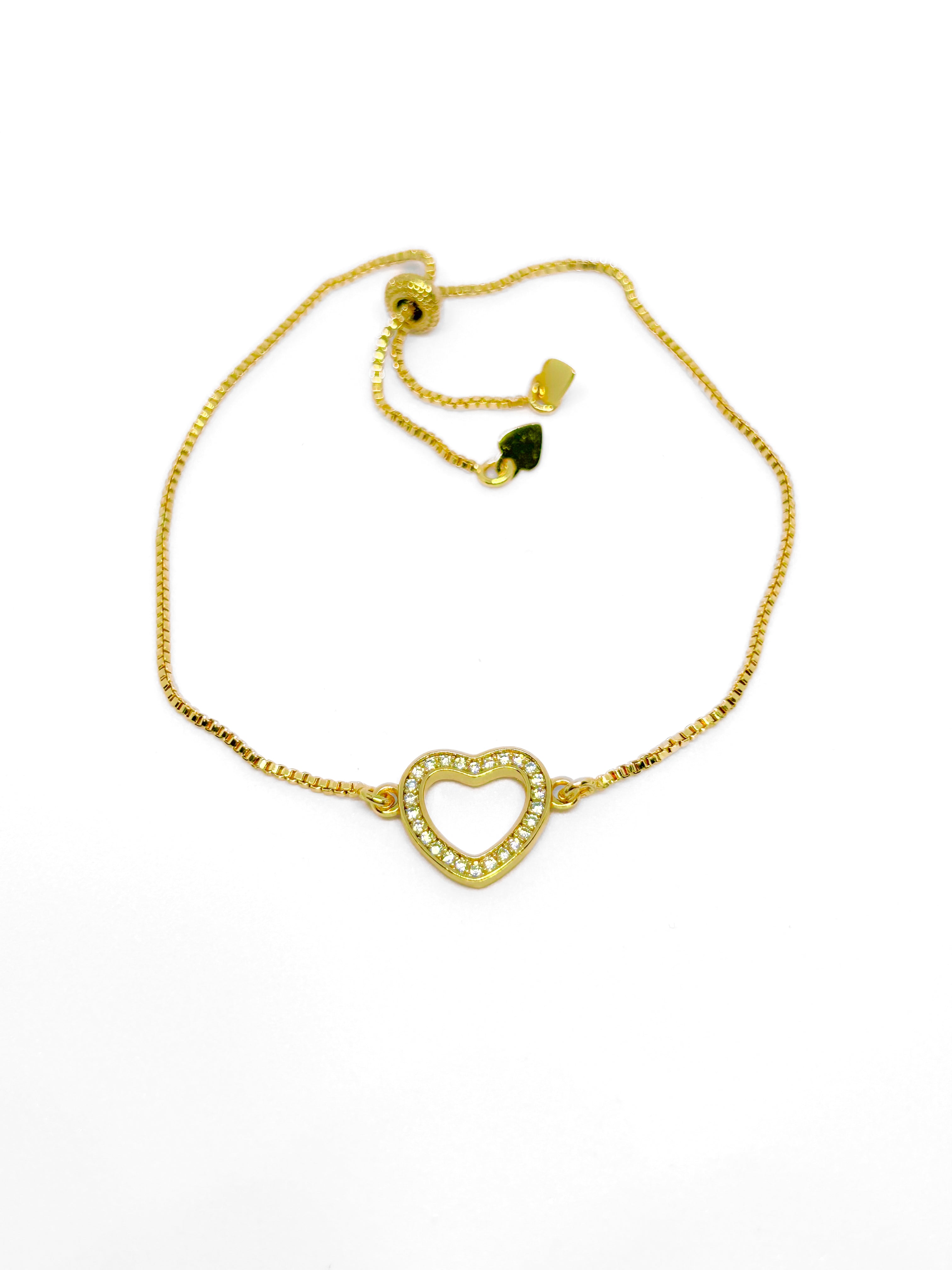 Pulseira Coração Cravejado Banhada a Ouro 18k - Vittani